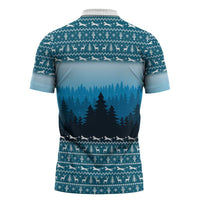 German Shepherd Christmas Zipper Polo Shirt with Walking in a Wonderland Quote and Santa Forest - Wonder Print Shop