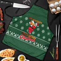 Funny Whiskey Christmas Apron with Santa Holding Mug and We Whiskey You a Merry Christmas Quote - Wonder Print Shop
