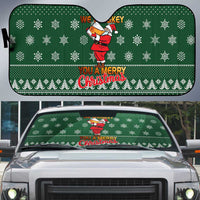 Funny Whiskey Christmas Auto Sun Shade with Santa Holding Mug and We Whiskey You a Merry Christmas Quote - Wonder Print Shop