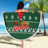 Funny Whiskey Christmas Beach Blanket with Santa Holding Mug and We Whiskey You a Merry Christmas Quote - Wonder Print Shop