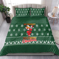 Funny Whiskey Christmas Bedding Set with Santa Holding Mug and We Whiskey You a Merry Christmas Quote - Wonder Print Shop