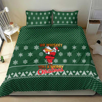 Funny Whiskey Christmas Bedding Set with Santa Holding Mug and We Whiskey You a Merry Christmas Quote - Wonder Print Shop