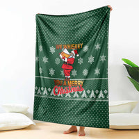Funny Whiskey Christmas Blanket with Santa Holding Mug and We Whiskey You a Merry Christmas Quote - Wonder Print Shop