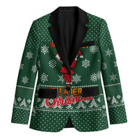 Funny Whiskey Christmas Blazer with Santa Holding Mug and We Whiskey You a Merry Christmas Quote - Wonder Print Shop