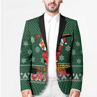 Funny Whiskey Christmas Blazer with Santa Holding Mug and We Whiskey You a Merry Christmas Quote - Wonder Print Shop