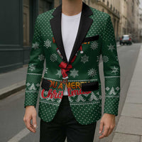 Funny Whiskey Christmas Blazer with Santa Holding Mug and We Whiskey You a Merry Christmas Quote - Wonder Print Shop