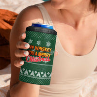 Funny Whiskey Christmas 4 in 1 Can Cooler Tumbler with Santa Holding Mug and We Whiskey You a Merry Christmas Quote - Wonder Print Shop