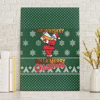 Funny Whiskey Christmas Canvas Wall Art with Santa Holding Mug and We Whiskey You a Merry Christmas Quote - Wonder Print Shop