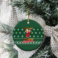Funny Whiskey Christmas Ceramic Ornament with Santa Holding Mug and We Whiskey You a Merry Christmas Quote - Wonder Print Shop