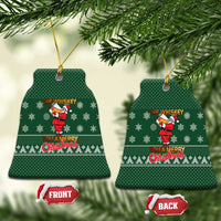 Funny Whiskey Christmas Ceramic Ornament with Santa Holding Mug and We Whiskey You a Merry Christmas Quote - Wonder Print Shop