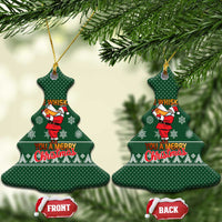 Funny Whiskey Christmas Ceramic Ornament with Santa Holding Mug and We Whiskey You a Merry Christmas Quote - Wonder Print Shop