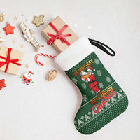 Funny Whiskey Christmas Stocking with Santa Holding Mug and We Whiskey You a Merry Christmas Quote - Wonder Print Shop