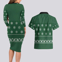 Funny Whiskey Christmas Couples Matching Long Sleeve Bodycon Dress and Hawaiian Shirt with Santa Holding Mug and We Whiskey You a Merry Christmas Quote - Wonder Print Shop