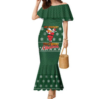 Funny Whiskey Christmas Family Matching Mermaid Dress and Hawaiian Shirt with Santa Holding Mug and We Whiskey You a Merry Christmas Quote - Wonder Print Shop