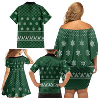 Funny Whiskey Christmas Family Matching Off Shoulder Short Dress and Hawaiian Shirt with Santa Holding Mug and We Whiskey You a Merry Christmas Quote - Wonder Print Shop