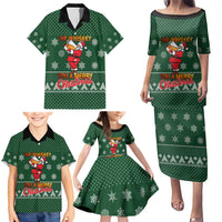Funny Whiskey Christmas Family Matching Puletasi and Hawaiian Shirt with Santa Holding Mug and We Whiskey You a Merry Christmas Quote - Wonder Print Shop
