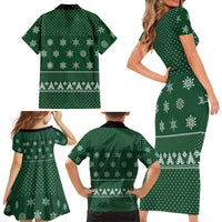 Funny Whiskey Christmas Family Matching Short Sleeve Bodycon Dress and Hawaiian Shirt with Santa Holding Mug and We Whiskey You a Merry Christmas Quote - Wonder Print Shop