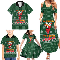 Funny Whiskey Christmas Family Matching Summer Maxi Dress and Hawaiian Shirt with Santa Holding Mug and We Whiskey You a Merry Christmas Quote - Wonder Print Shop