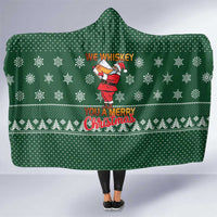 Funny Whiskey Christmas Hooded Blanket with Santa Holding Mug and We Whiskey You a Merry Christmas Quote - Wonder Print Shop