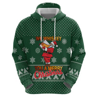 Funny Whiskey Christmas Hoodie with Santa Holding Mug and We Whiskey You a Merry Christmas Quote - Wonder Print Shop