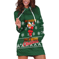 Funny Whiskey Christmas Hoodie Dress with Santa Holding Mug and We Whiskey You a Merry Christmas Quote - Wonder Print Shop