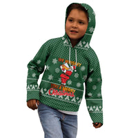Funny Whiskey Christmas Kid Hoodie with Santa Holding Mug and We Whiskey You a Merry Christmas Quote - Wonder Print Shop