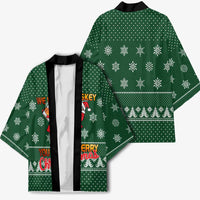 Funny Whiskey Christmas Kimono with Santa Holding Mug and We Whiskey You a Merry Christmas Quote - Wonder Print Shop
