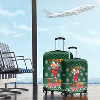 Funny Whiskey Christmas Luggage Cover with Santa Holding Mug and We Whiskey You a Merry Christmas Quote - Wonder Print Shop