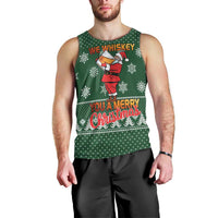 Funny Whiskey Christmas Men Tank Top with Santa Holding Mug and We Whiskey You a Merry Christmas Quote - Wonder Print Shop