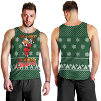 Funny Whiskey Christmas Men Tank Top with Santa Holding Mug and We Whiskey You a Merry Christmas Quote - Wonder Print Shop
