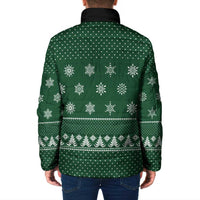 Funny Whiskey Christmas Padded Jacket with Santa Holding Mug and We Whiskey You a Merry Christmas Quote - Wonder Print Shop