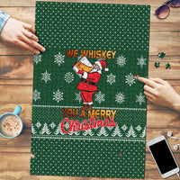 Funny Whiskey Christmas Puzzle with Santa Holding Mug and We Whiskey You a Merry Christmas Quote - Wonder Print Shop