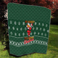 Funny Whiskey Christmas Quilt with Santa Holding Mug and We Whiskey You a Merry Christmas Quote - Wonder Print Shop