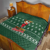 Funny Whiskey Christmas Quilt with Santa Holding Mug and We Whiskey You a Merry Christmas Quote - Wonder Print Shop