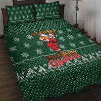 Funny Whiskey Christmas Quilt Bed Set with Santa Holding Mug and We Whiskey You a Merry Christmas Quote - Wonder Print Shop