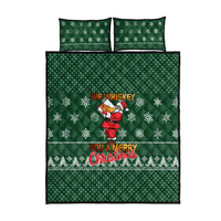 Funny Whiskey Christmas Quilt Bed Set with Santa Holding Mug and We Whiskey You a Merry Christmas Quote - Wonder Print Shop