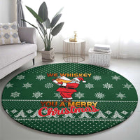 Funny Whiskey Christmas Round Carpet with Santa Holding Mug and We Whiskey You a Merry Christmas Quote - Wonder Print Shop