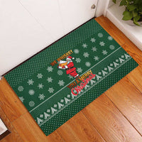 Funny Whiskey Christmas Rubber Doormat with Santa Holding Mug and We Whiskey You a Merry Christmas Quote - Wonder Print Shop