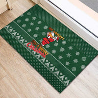 Funny Whiskey Christmas Rubber Doormat with Santa Holding Mug and We Whiskey You a Merry Christmas Quote - Wonder Print Shop