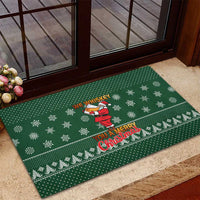 Funny Whiskey Christmas Rubber Doormat with Santa Holding Mug and We Whiskey You a Merry Christmas Quote - Wonder Print Shop