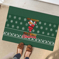 Funny Whiskey Christmas Rubber Doormat with Santa Holding Mug and We Whiskey You a Merry Christmas Quote - Wonder Print Shop