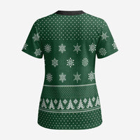 Funny Whiskey Christmas Scrub Top with Santa Holding Mug and We Whiskey You a Merry Christmas Quote - Wonder Print Shop