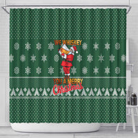 Funny Whiskey Christmas Shower Curtain with Santa Holding Mug and We Whiskey You a Merry Christmas Quote - Wonder Print Shop