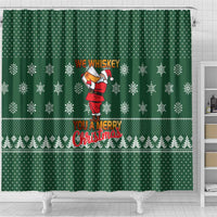 Funny Whiskey Christmas Shower Curtain with Santa Holding Mug and We Whiskey You a Merry Christmas Quote - Wonder Print Shop
