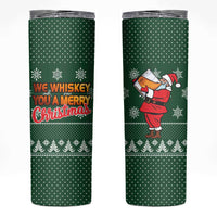 Funny Whiskey Christmas Skinny Tumbler with Santa Holding Mug and We Whiskey You a Merry Christmas Quote - Wonder Print Shop