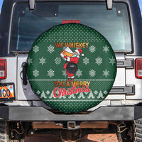 Funny Whiskey Christmas Spare Tire Cover with Santa Holding Mug and We Whiskey You a Merry Christmas Quote - Wonder Print Shop