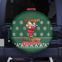Funny Whiskey Christmas Spare Tire Cover with Santa Holding Mug and We Whiskey You a Merry Christmas Quote - Wonder Print Shop