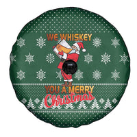 Funny Whiskey Christmas Spare Tire Cover with Santa Holding Mug and We Whiskey You a Merry Christmas Quote - Wonder Print Shop