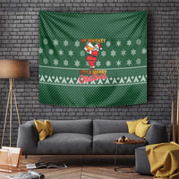 Funny Whiskey Christmas Tapestry with Santa Holding Mug and We Whiskey You a Merry Christmas Quote - Wonder Print Shop