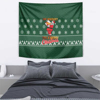 Funny Whiskey Christmas Tapestry with Santa Holding Mug and We Whiskey You a Merry Christmas Quote - Wonder Print Shop